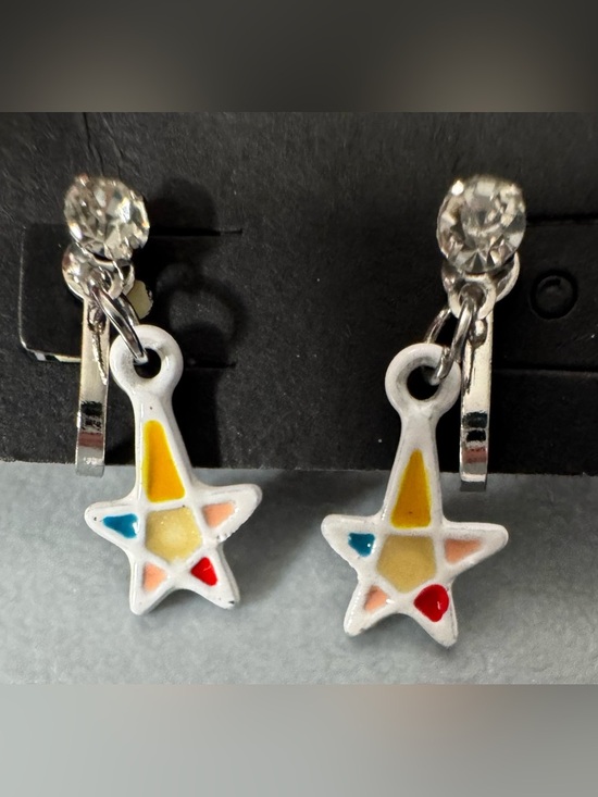 Jewelry - Colorful Star Drop clip-on Earrings in Multicolor pastel